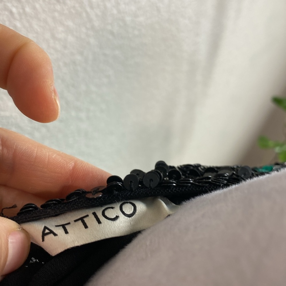 ATTICO Elegant‎ Sequin Wrap Dress Black and Green, Long Sleeve Maxi Dress Size40 - Picture 3 of 17